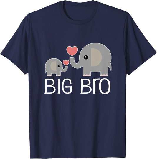 Kids Brother Cute Big Bro Announcement Elephant T-Shirt - T-Shirt | Navy
