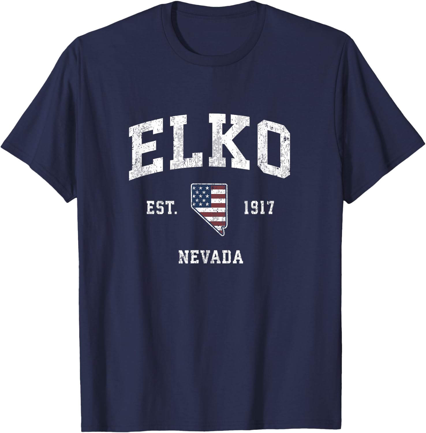 Elko Nevada NV Vintage American Flag Sports Design T-Shirt - T-Shirt | Navy