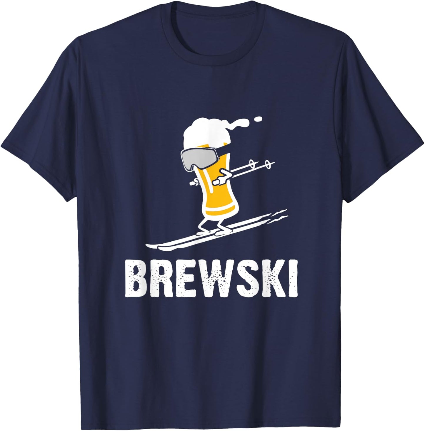 Brewski skiing beer T-Shirt - T-Shirt | Navy