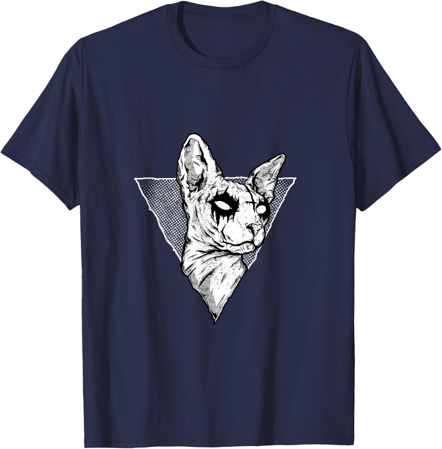 Goth Sphynx Cat Halloween Evil Cat Satanic Hairless Cat T-Shirt - T-Shirt | Navy