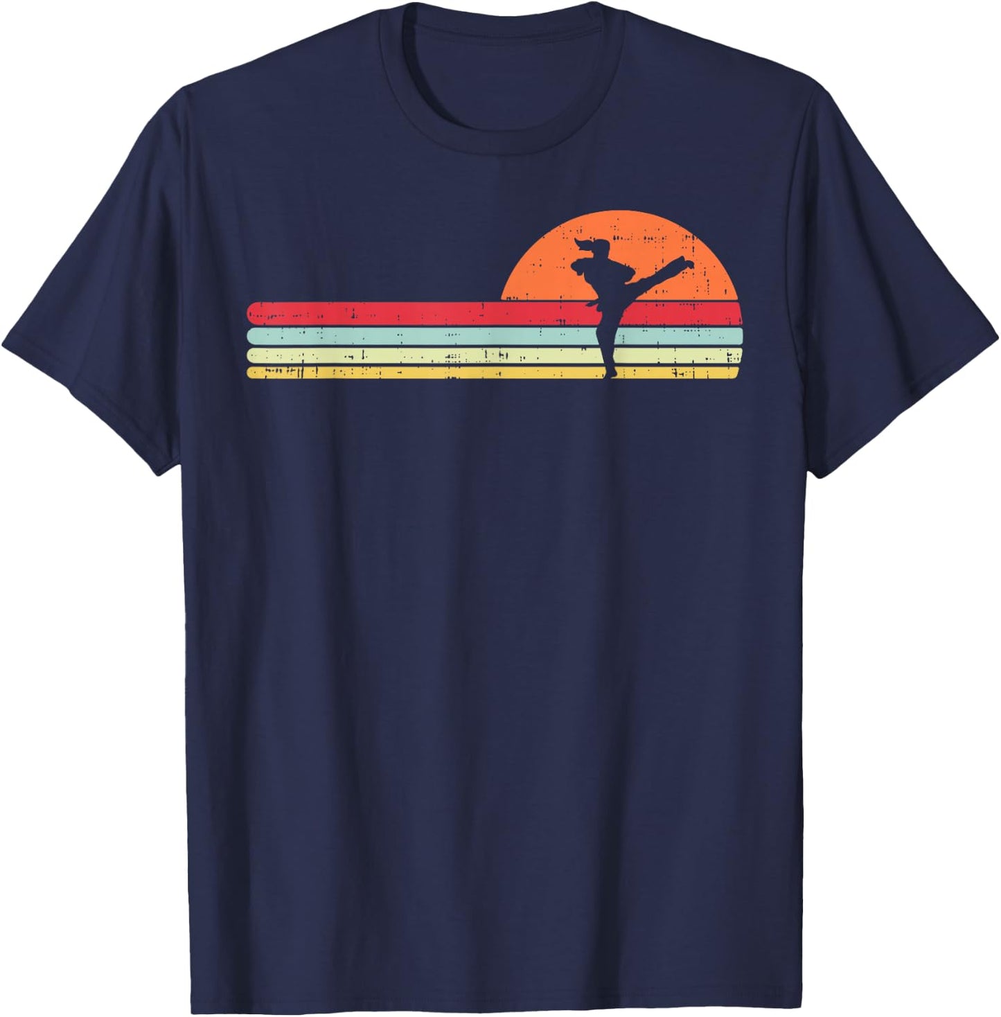 Karate Taekwondo Kick Girl Retro Martial Arts Women Gift T-Shirt - T-Shirt | Navy