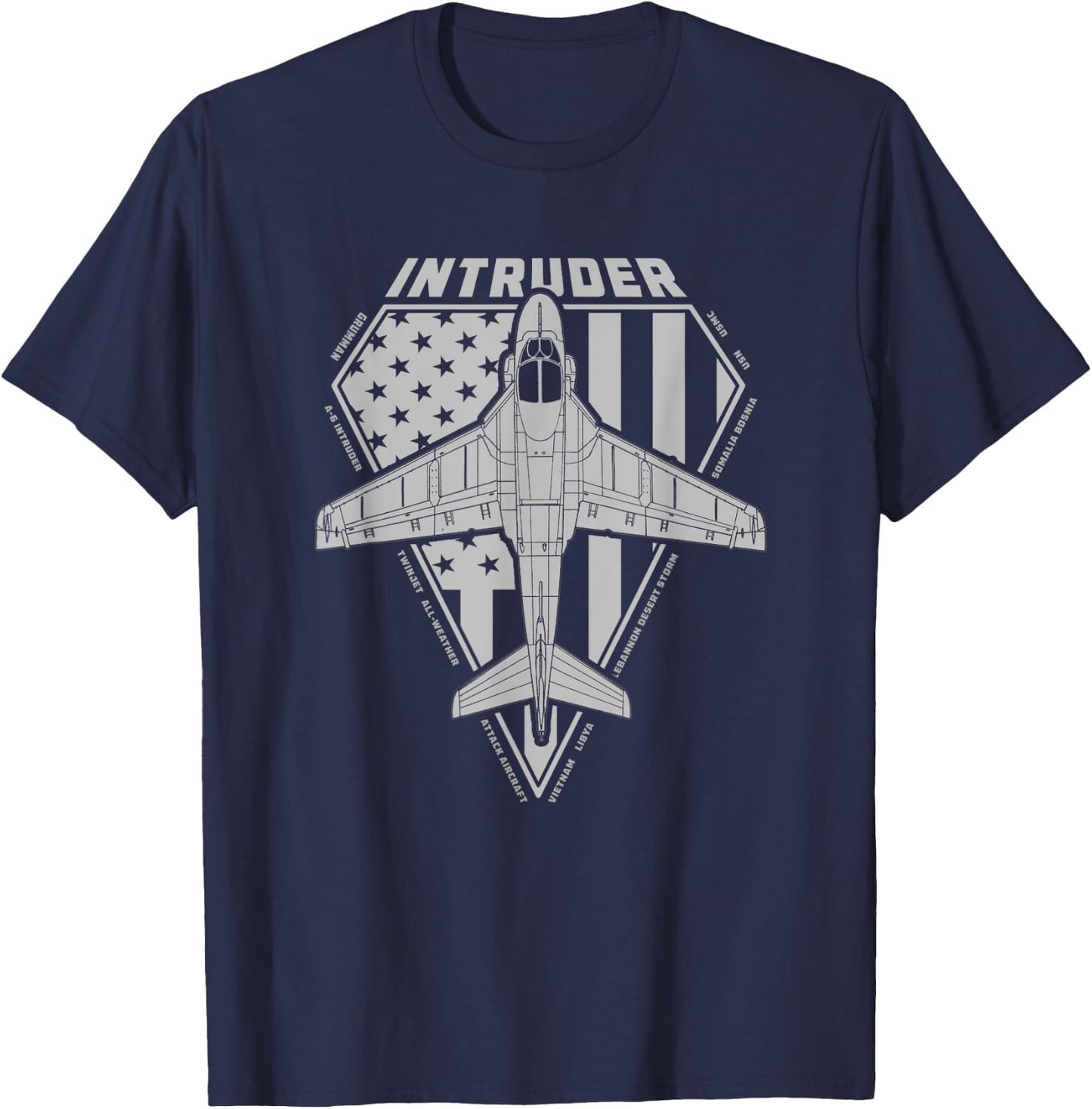A-6 Intruder Military Jet Airplane Diamond Series T-Shirt - T-Shirt | Navy