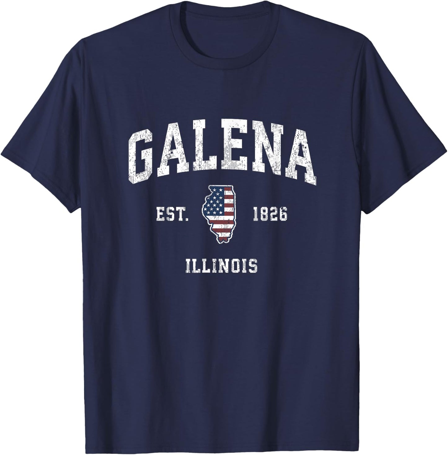 Galena Illinois IL Vintage American Flag Sports Design T-Shirt - T-Shirt | Navy