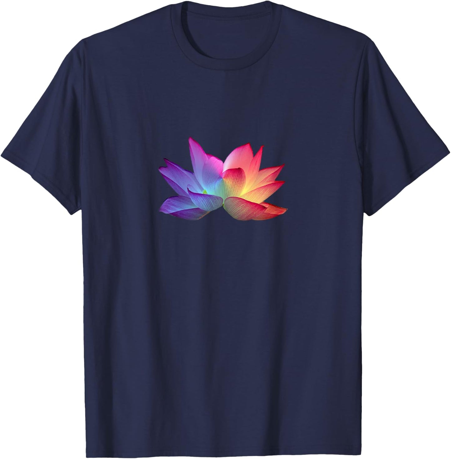 Rainbow Lotus Flower T-Shirt - T-Shirt | Navy