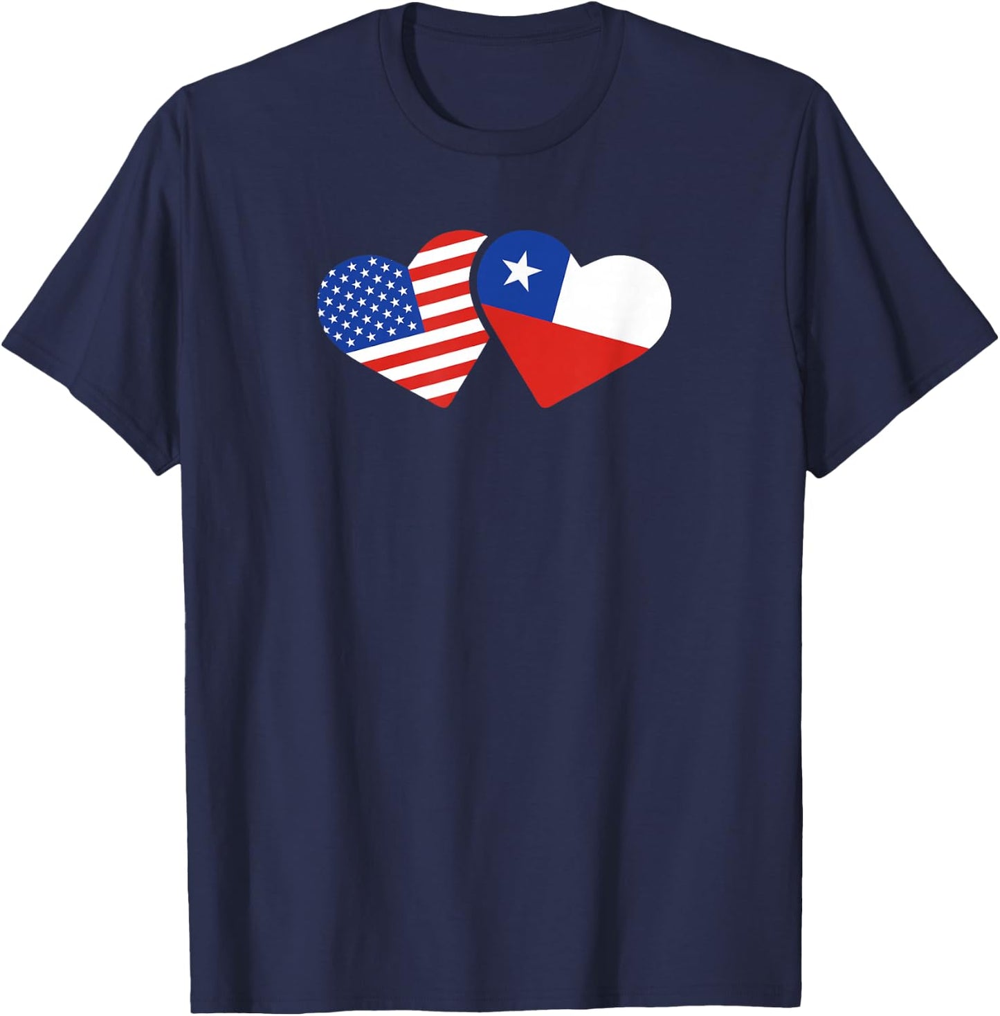USA Chile Flag T Shirt Hearts Chileans American Love Cute T-Shirt - T-Shirt | Navy