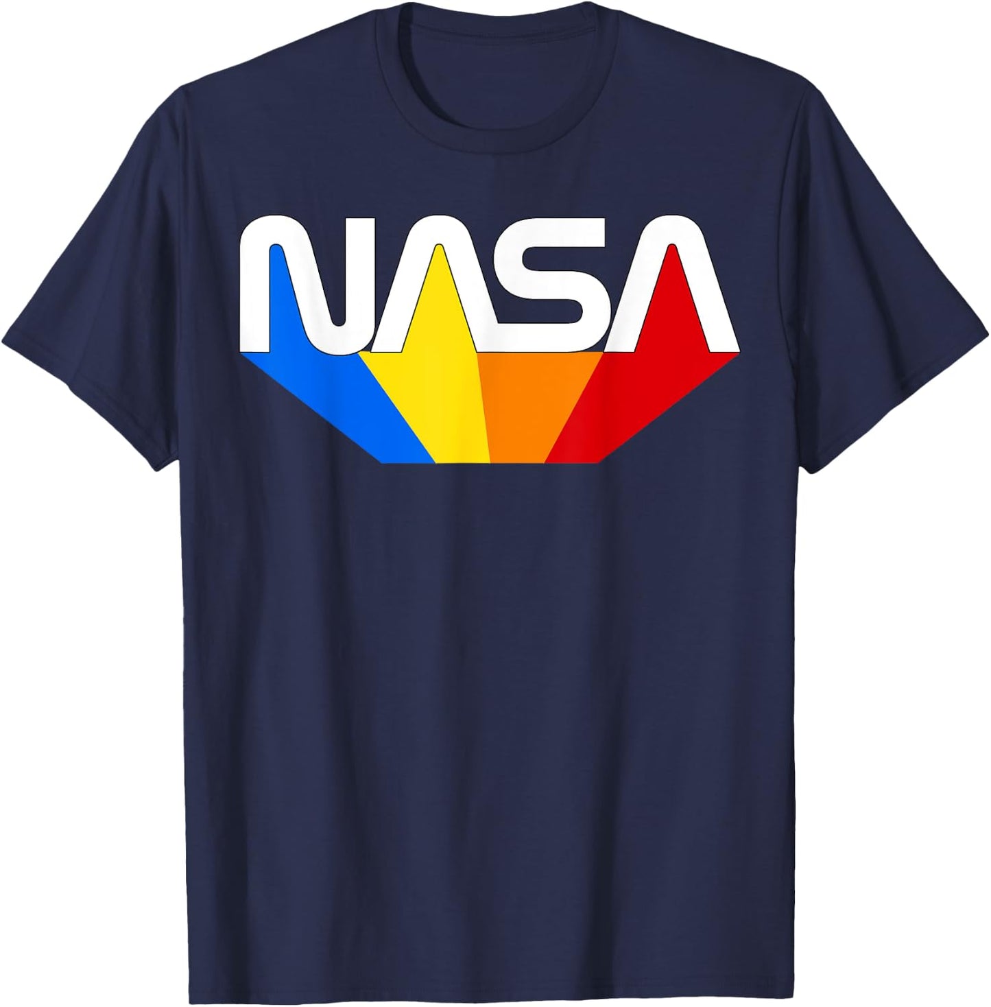 Officially Licensed NASA Worm Color Blue Yellow Orange Red T-Shirt - T-Shirt | Navy