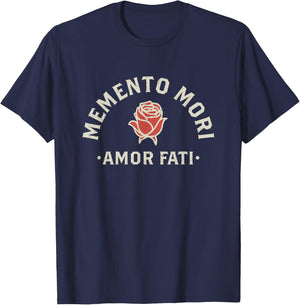 Stoicism Quote | Amor Fati | Memento Mori | Rose Graphic T-Shirt - T-Shirt | Navy