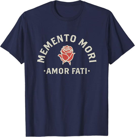 Stoicism Quote | Amor Fati | Memento Mori | Rose Graphic T-Shirt - T-Shirt | Navy