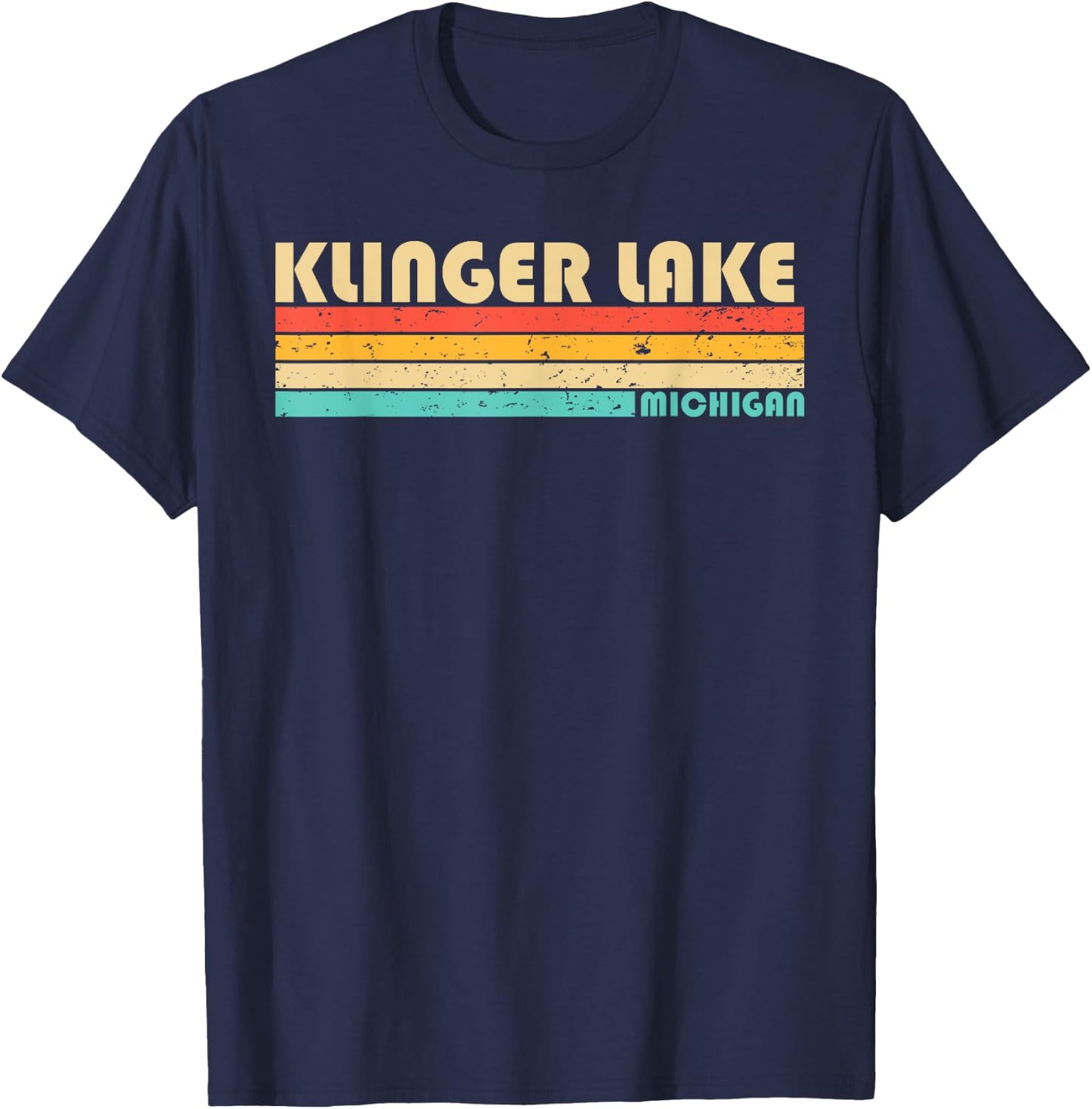 KLINGER LAKE MICHIGAN Funny Fishing Camping Summer T-Shirt - T-Shirt | Navy