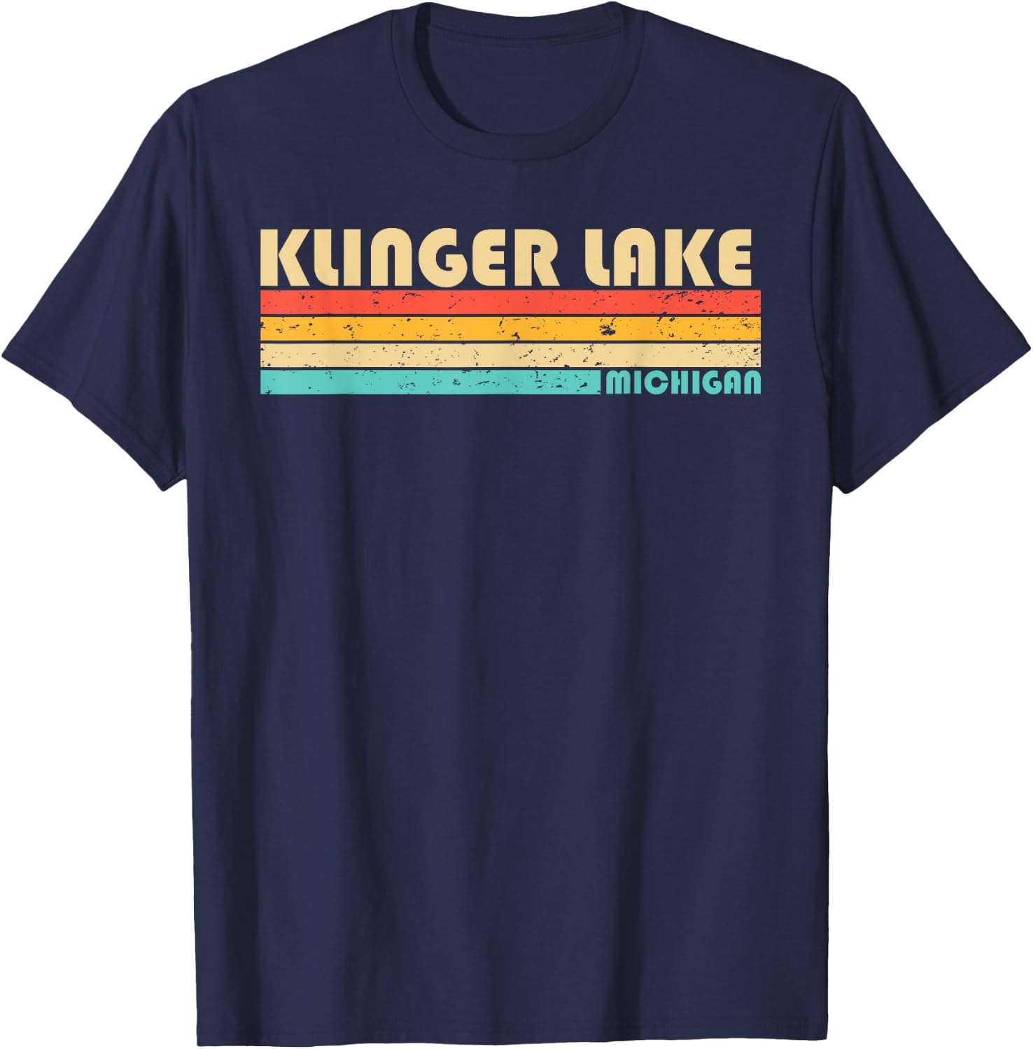 KLINGER LAKE MICHIGAN Funny Fishing Camping Summer T-Shirt - T-Shirt | Navy