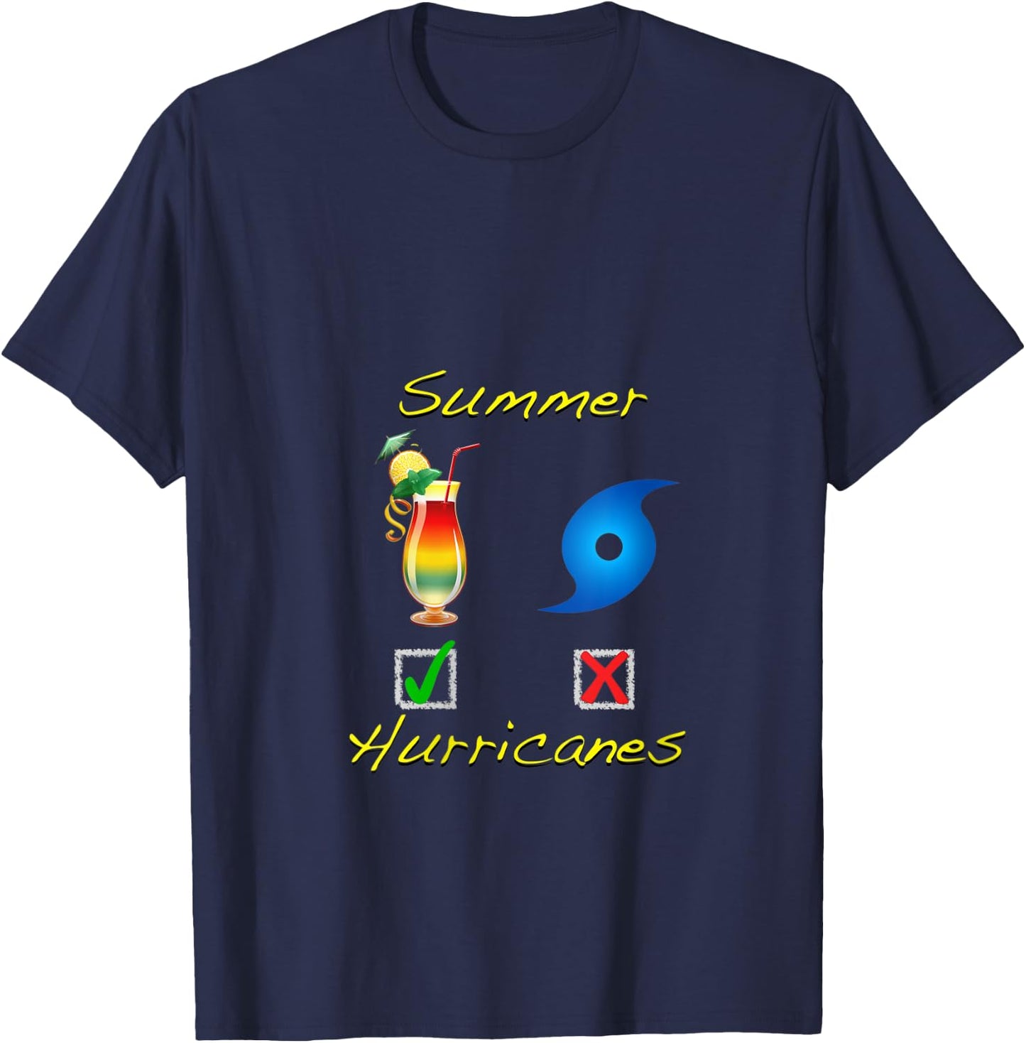 Funny Beach Camping Summer Hurricanes Drink Weather Dad Mom V-Neck T-Shirt - T-Shirt | Navy