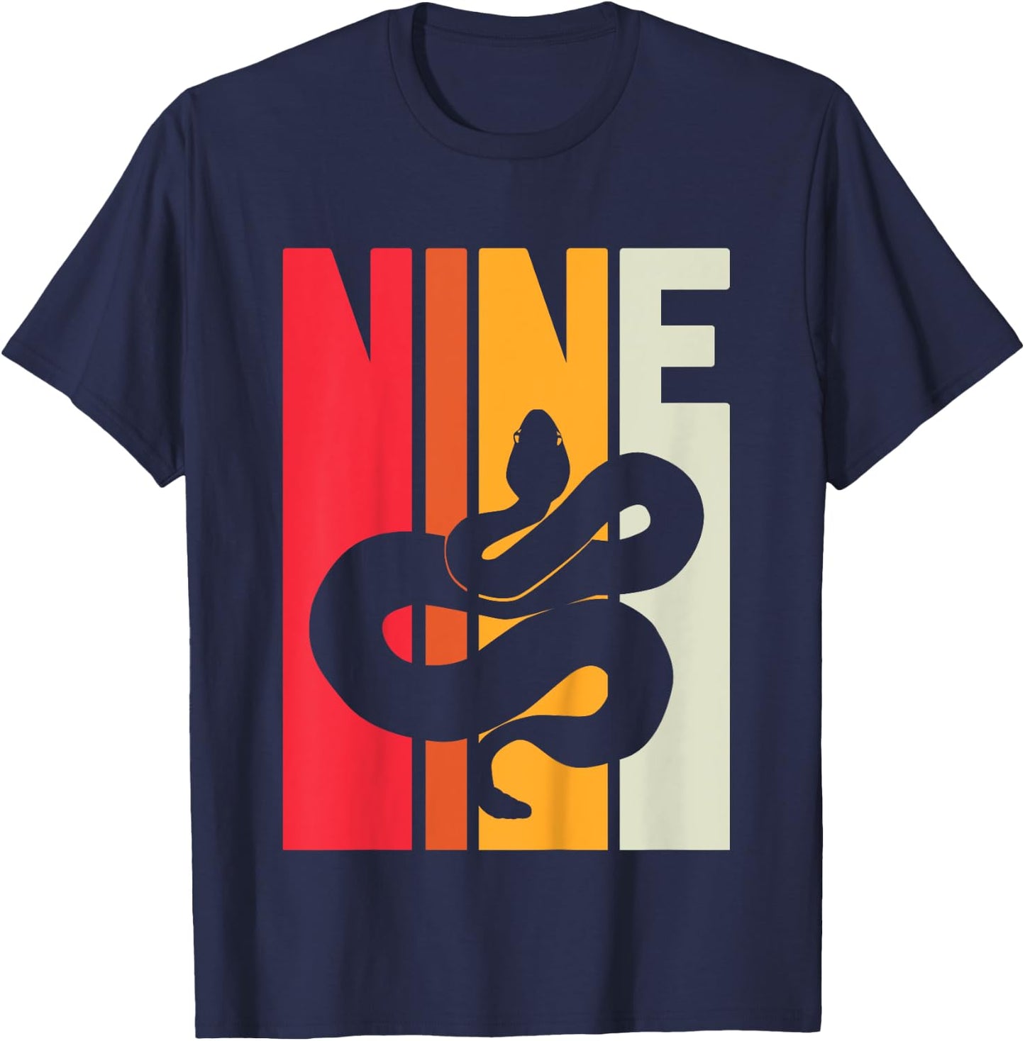 9th Birthday Vintage Snake Lover Pet Reptile 9 Years Old T-Shirt - T-Shirt | Navy