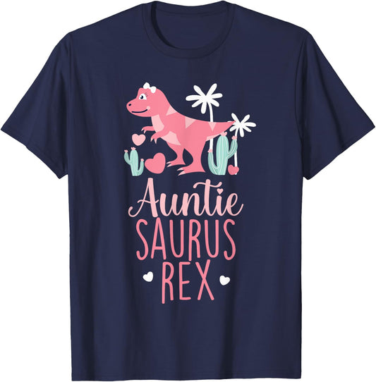 Auntie Saurus Rex Dinosaur Auntiesaurus T-Shirt - T-Shirt | Navy