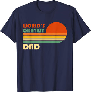 World's Okayest Dad - Funny Father Gift - Retro Vintage T-Shirt - T-Shirt | Navy