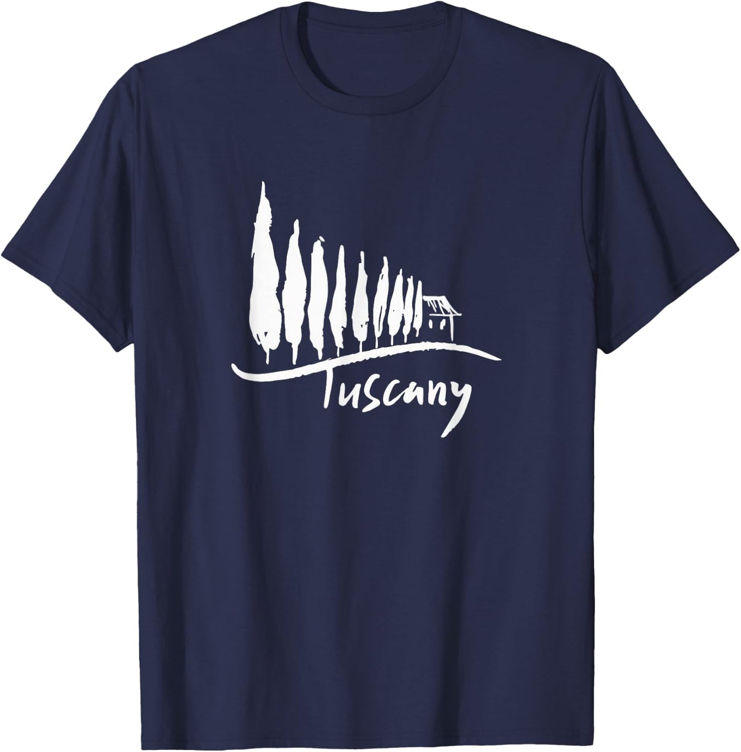 Tuscany Cypress Trees T-Shirt - T-Shirt | Navy