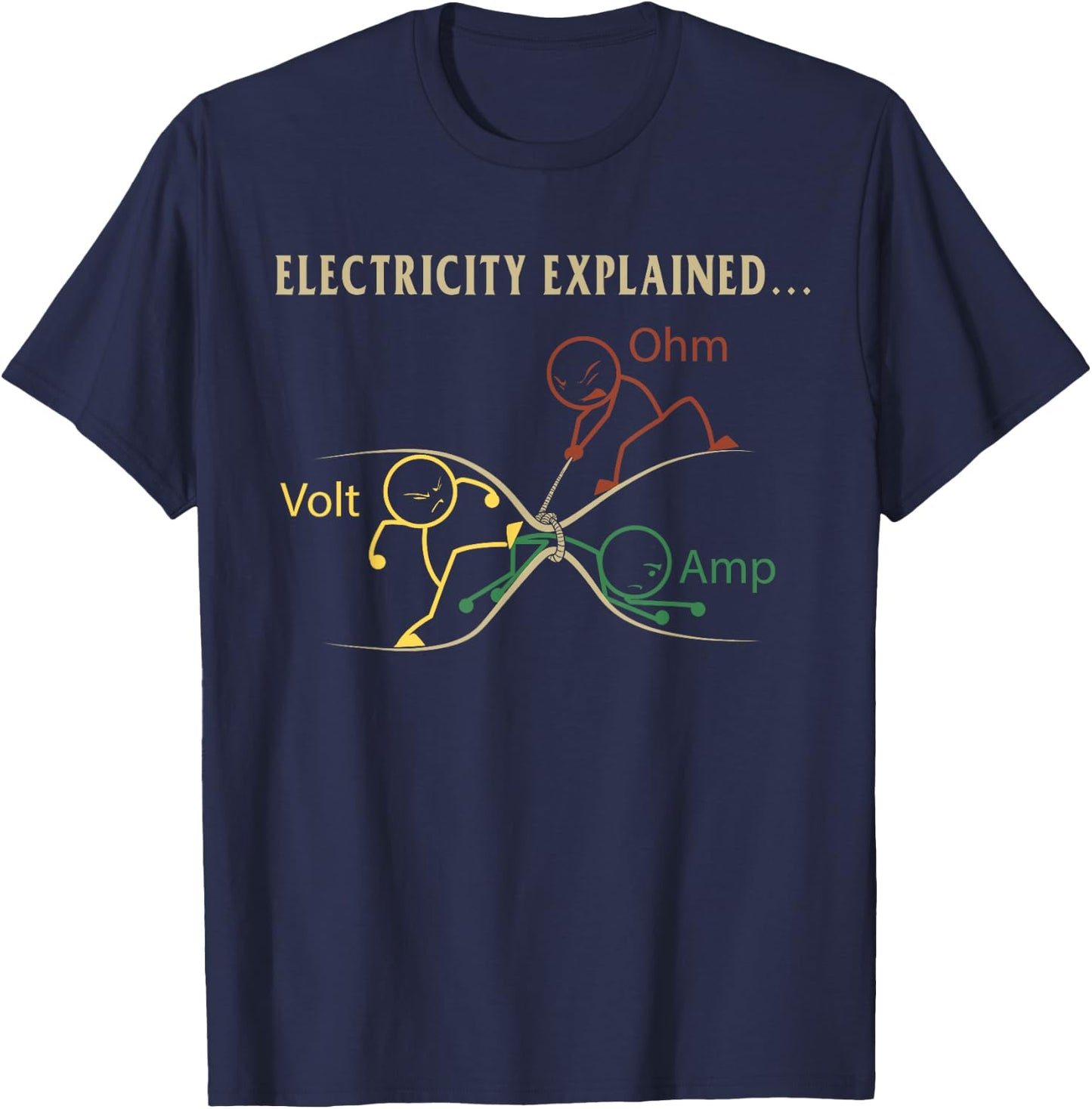 Funny Electricity Explained Gift T-Shirt - T-Shirt | Navy