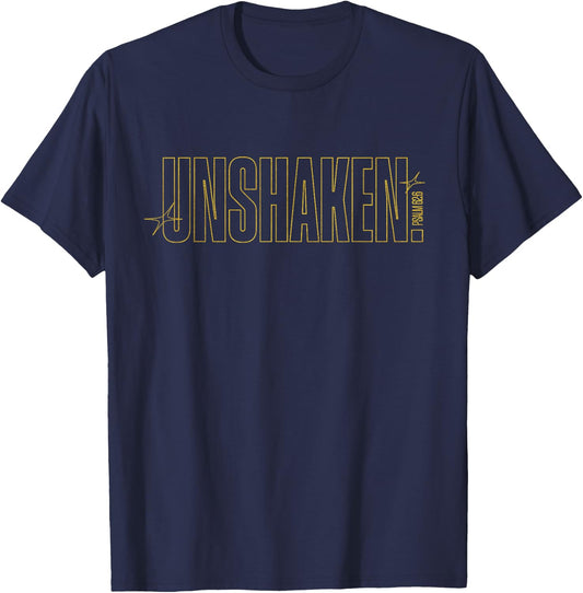 Christian Minimalist: "UNSHAKEN" Psalm 62:6 Bible Church God T-Shirt - T-Shirt | Navy