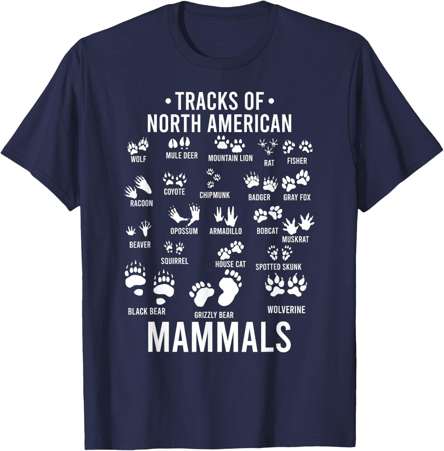 Wildlife Tracks of North American Mammals - Gift Kids T-Shirt - T-Shirt | Navy