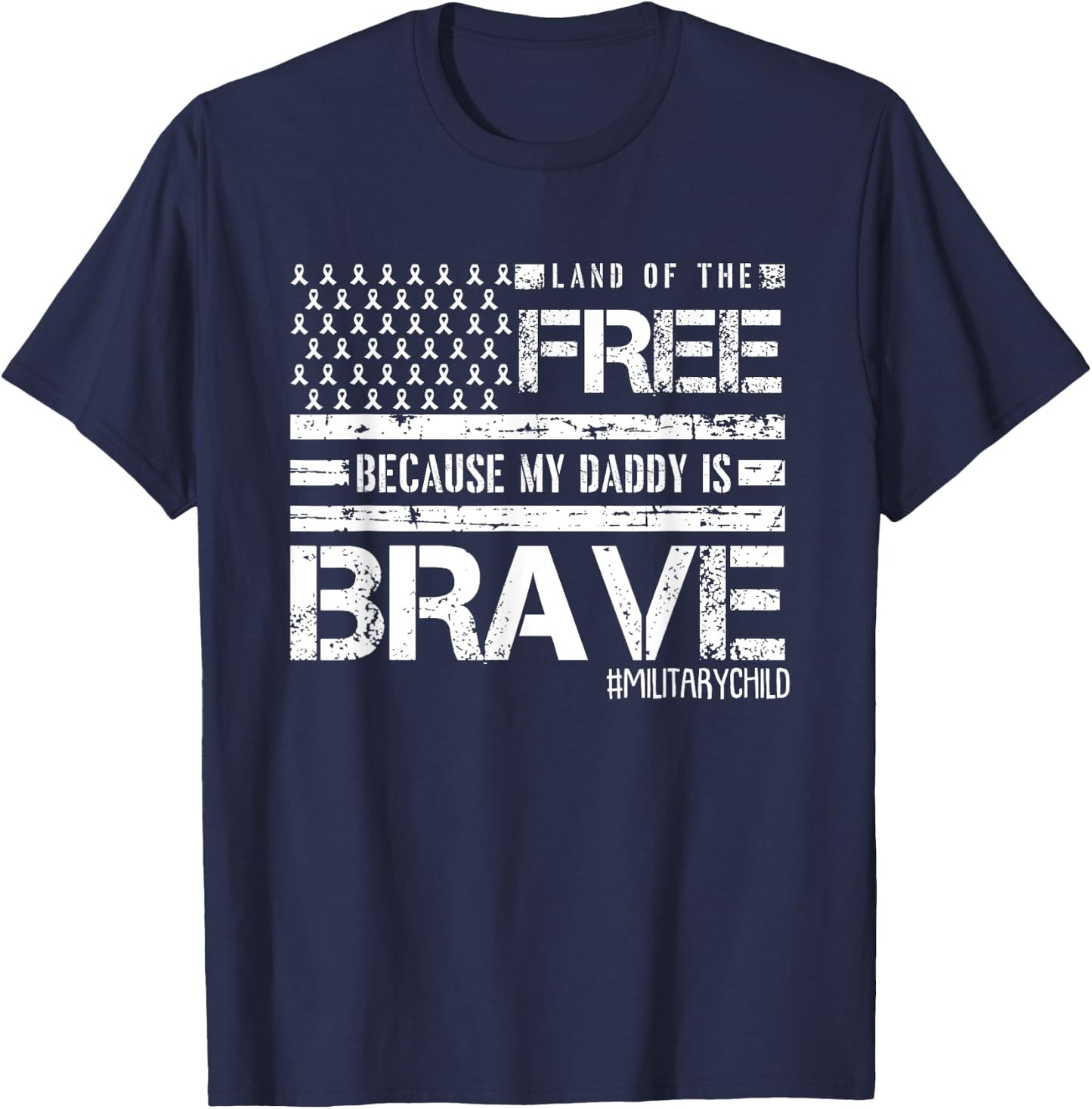 Land Of The Free Month Of The Military Child American Flag T-Shirt - T-Shirt | Navy