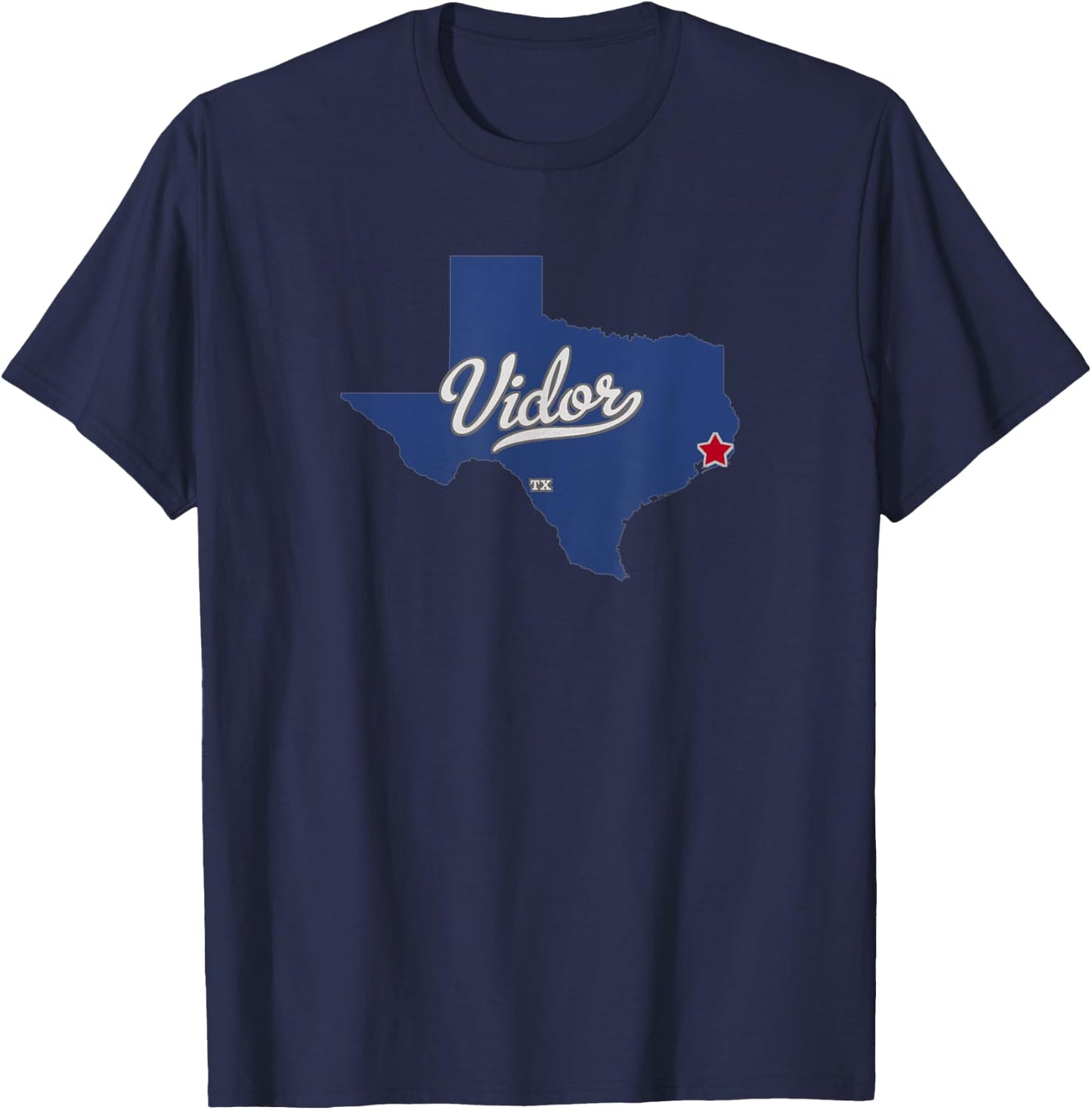 Vidor Texas TX Map T-Shirt - T-Shirt | Navy
