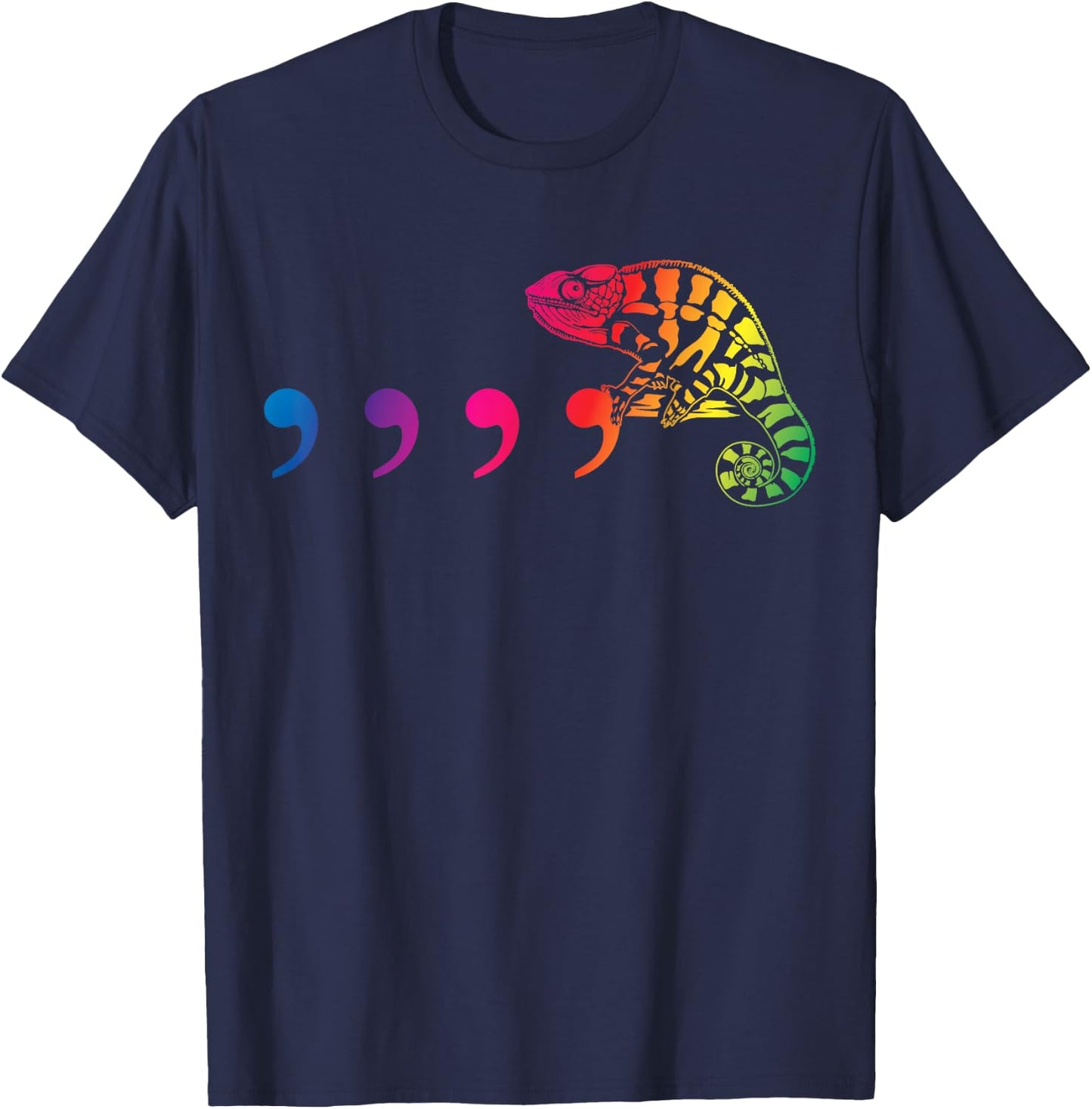 Comma Chameleon Funny 80's Throwback T-Shirt - T-Shirt | Navy