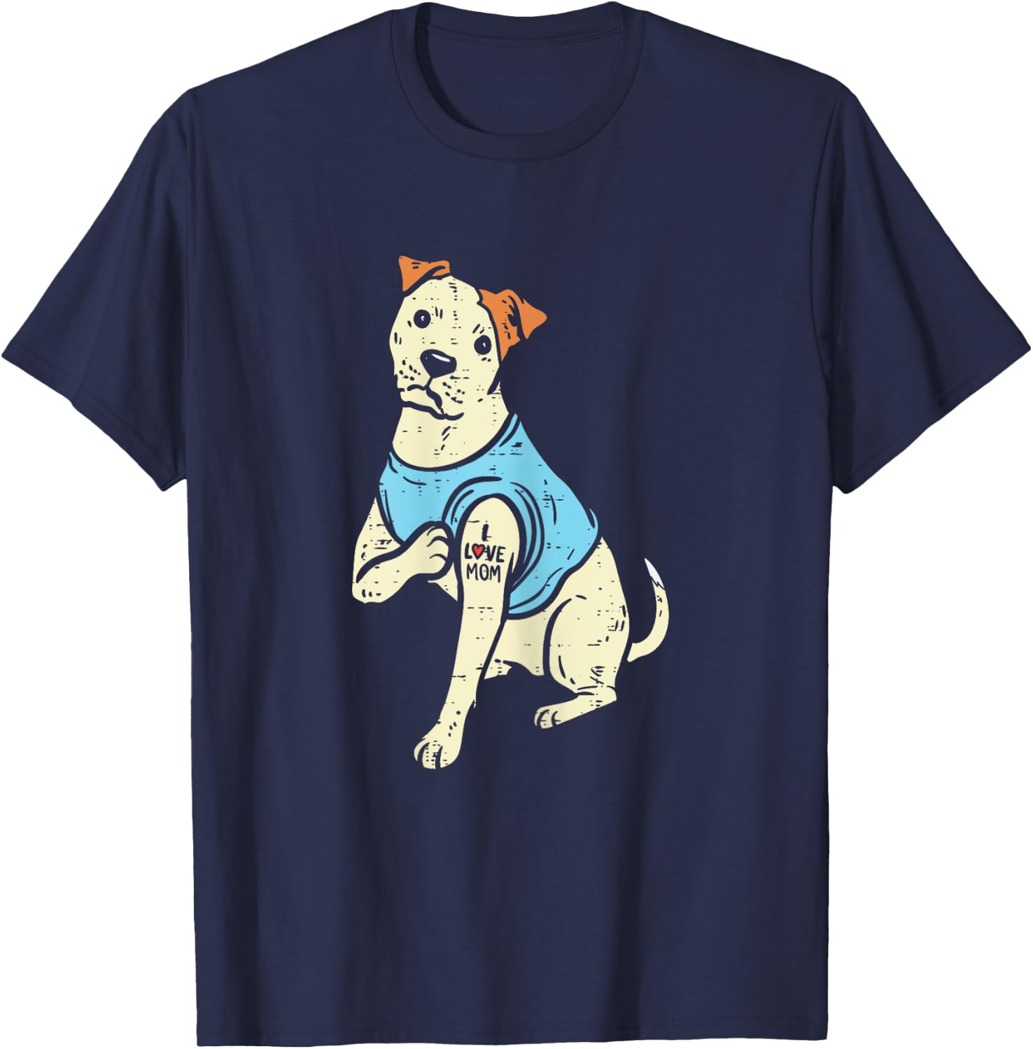 Pitbull I Love Mom Tattoo Pittie Dog Lover Owner Women Gift T-Shirt - T-Shirt | Navy