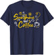 Sunshine and Coffee Summer Lover Doodle Design Men Women T-Shirt - T-Shirt | Navy