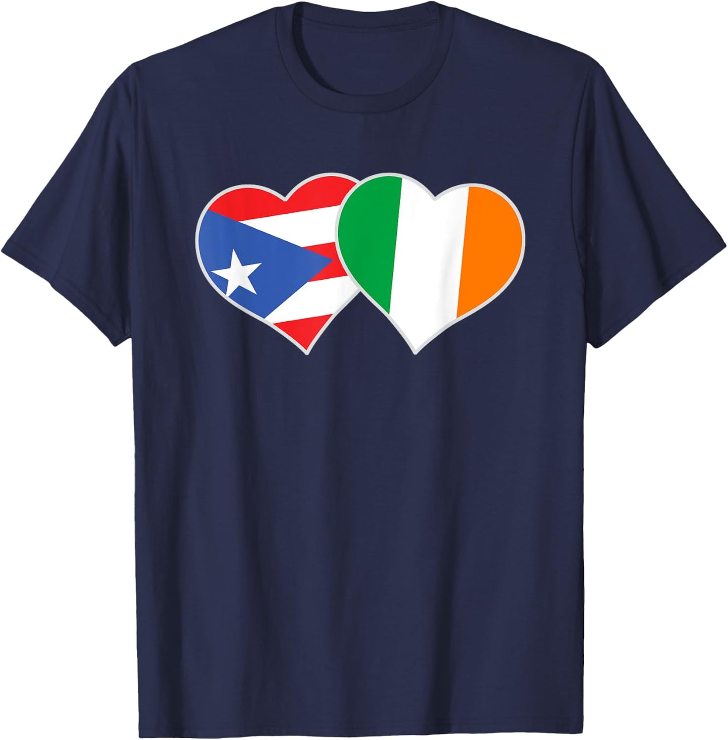 Irish Puerto Rican Flag Love Ireland Puerto Rico Heart T-Shirt - T-Shirt | Navy