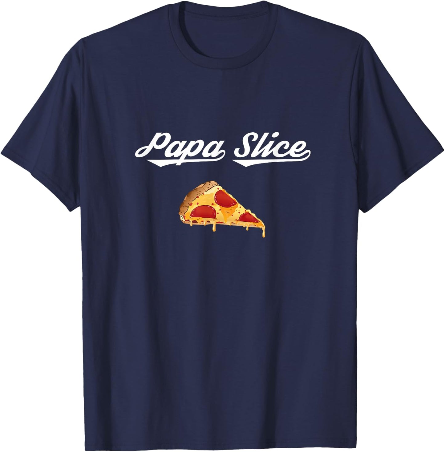 Papa Slice Pizza Belly Expectant Dad Pizza Pregnancy Reveal T-Shirt - T-Shirt | Navy