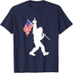 Funny Bigfoot Middle Finger USA Flag Sasquatch Believers T-Shirt - T-Shirt | Navy