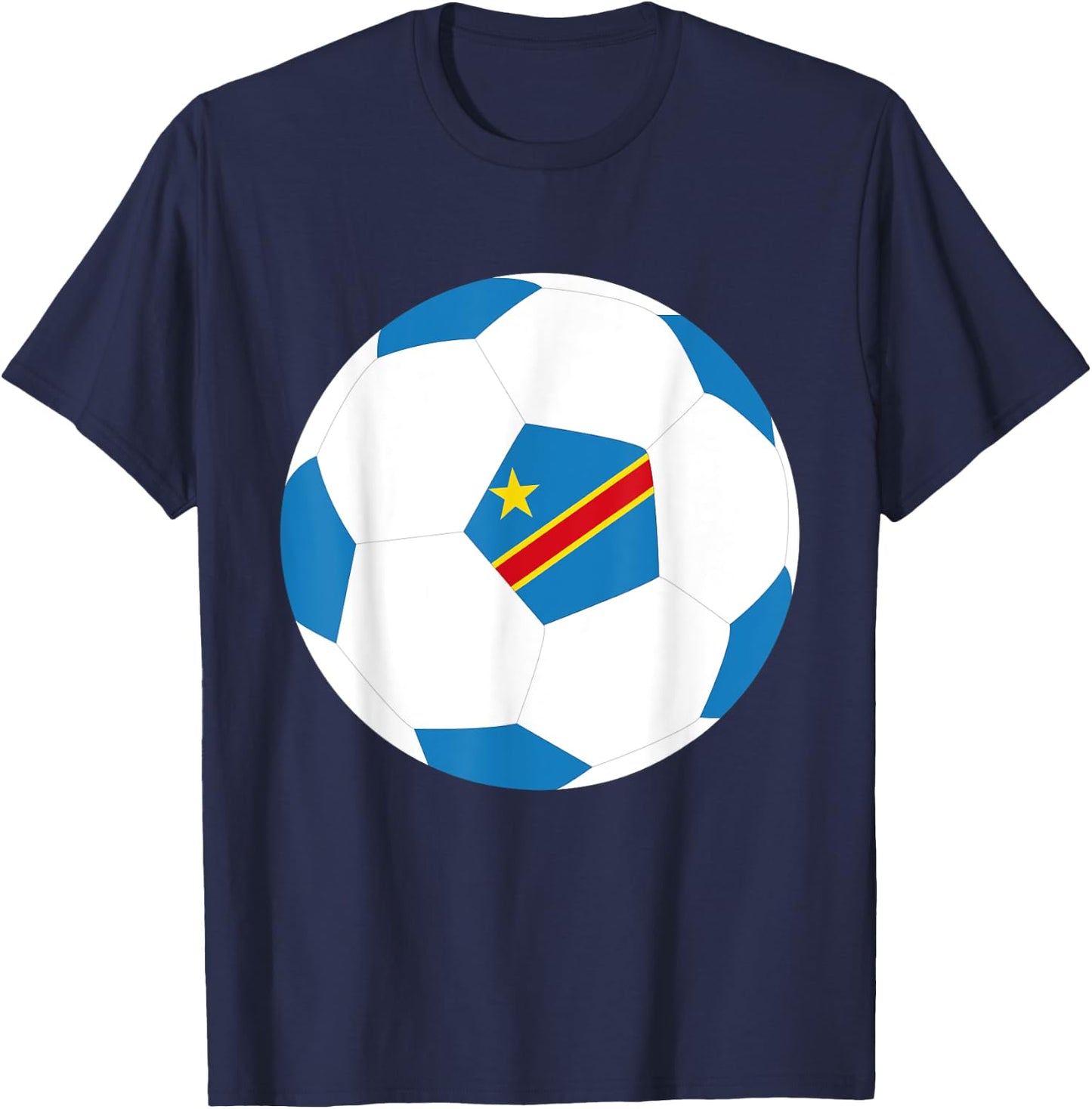 DR Congo Soccer Ball Congolese Flag Jersey Pride Print T-Shirt - T-Shirt | Navy