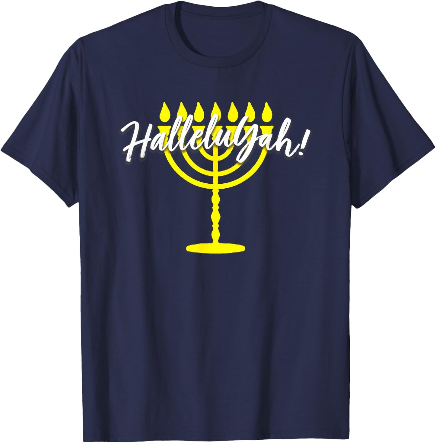 HalleluYah Hebrew Menorah Torah YHWH T-Shirt - T-Shirt | Navy