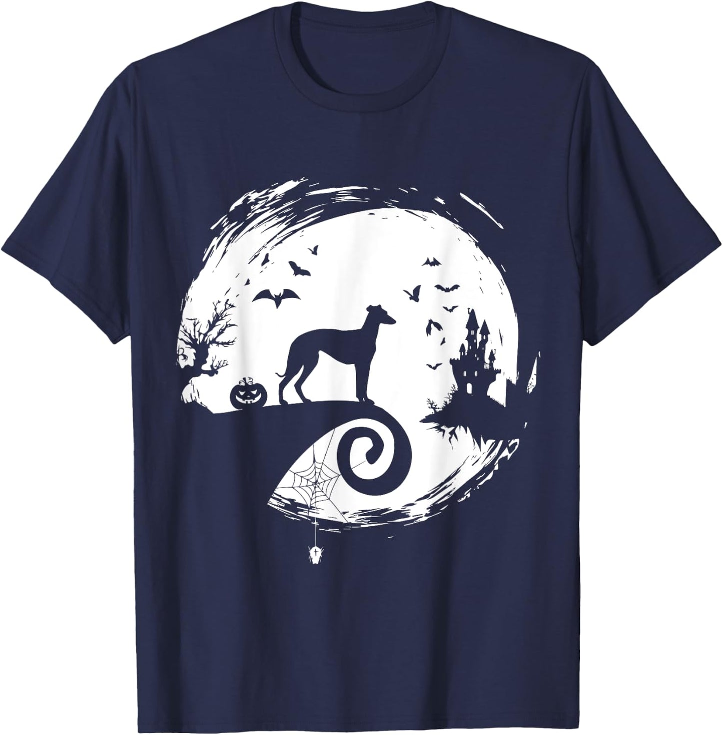 Italian Greyhound Halloween Costume Moon Silhouette T-Shirt - T-Shirt | Navy