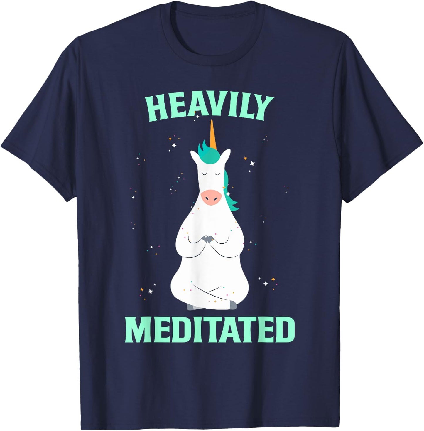 Unicorn Heavily Meditated Funny Yoga Meditation T-Shirt - T-Shirt | Navy