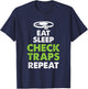 Eat Sleep Check Traps Repeat Animal Trapper Hunting T-Shirt - T-Shirt | Navy