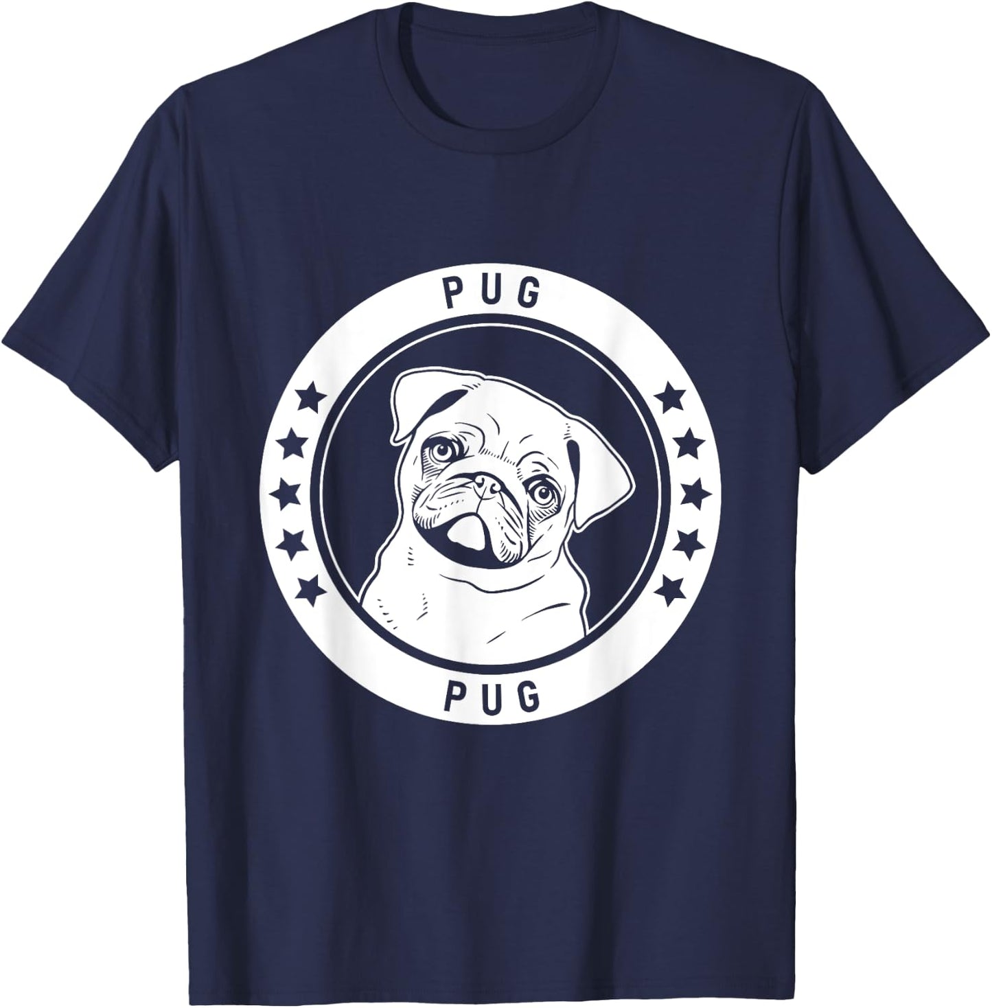 Pug Dog Portrait T-Shirt - T-Shirt | Navy