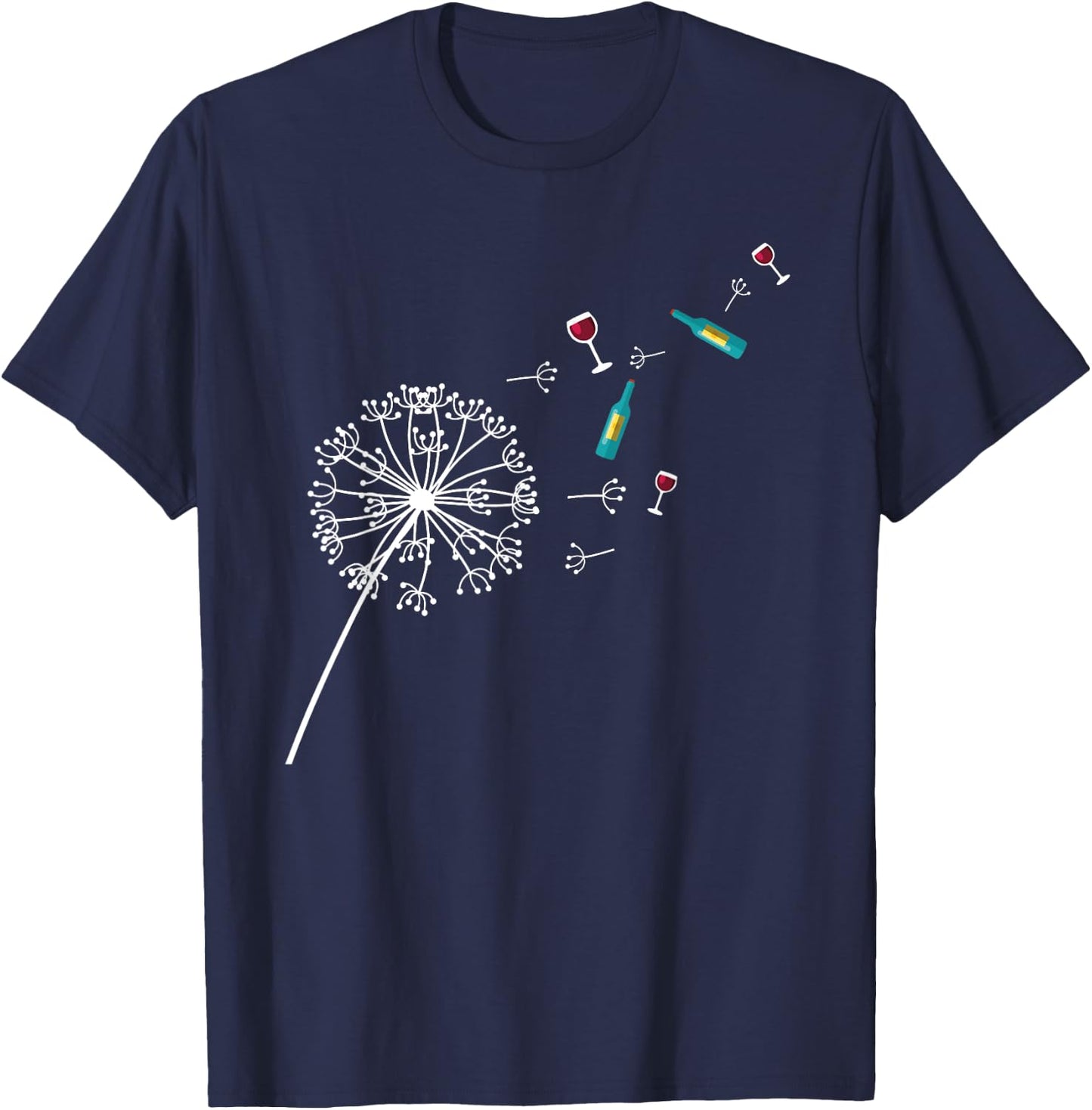 Wine Dandelion I Nature Lover Gift I Drinking Wine T-Shirt - T-Shirt | Navy