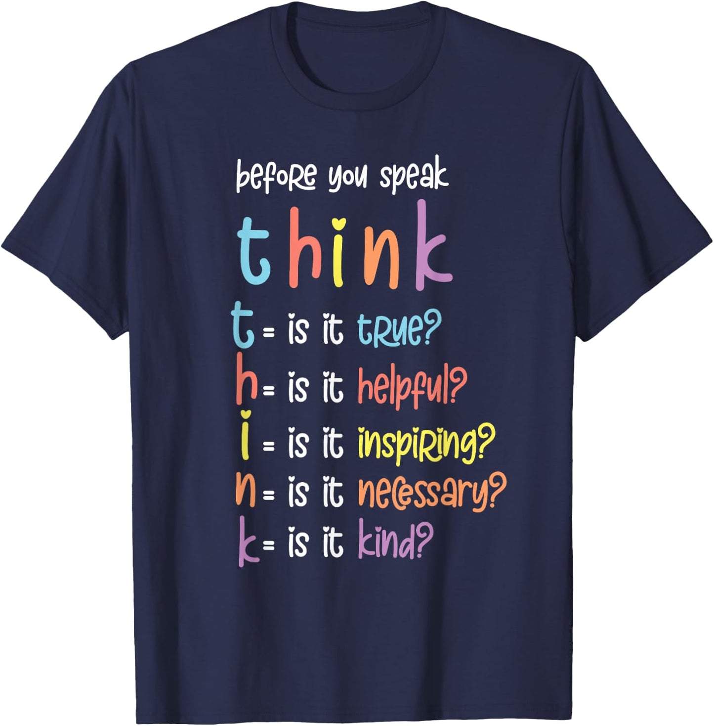 Before You Speak Think Inspirational Quote Motivation Saying T-Shirt - T-Shirt | Navy