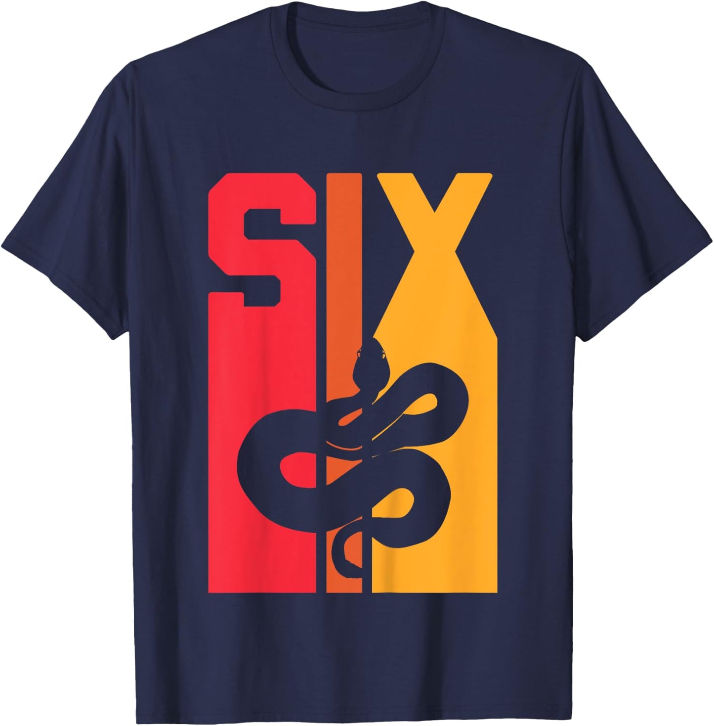 6th Birthday Vintage Snake Lover Pet Reptile 6 Years Old T-Shirt - T-Shirt | Navy