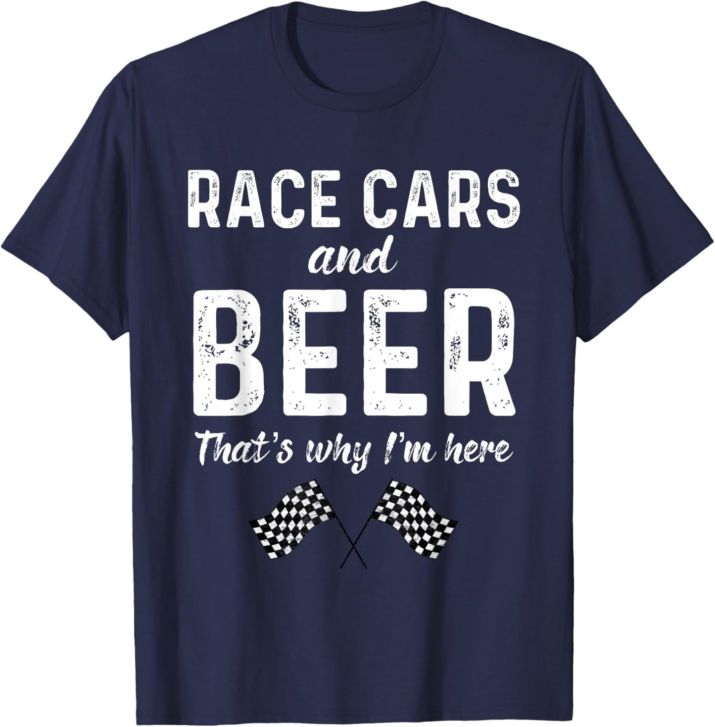Race Cars Women Racing Checkered Flag Men Fast Cars Beer T-Shirt - T-Shirt | Navy