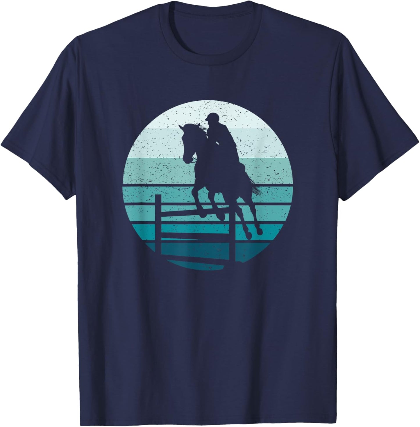 Equestrian Horse Show Jumping Retro T-Shirt - T-Shirt | Navy