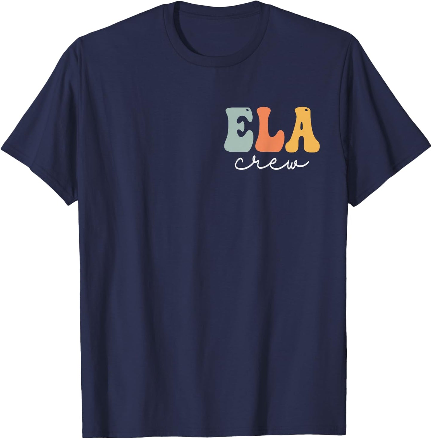 ELA Crew Groovy Vintage Women Happy First Day Of School T-Shirt - T-Shirt | Navy
