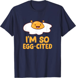 I'm So Egg-Cited Funny Egg Puns Kids Funny Eggs T-Shirt - T-Shirt | Navy