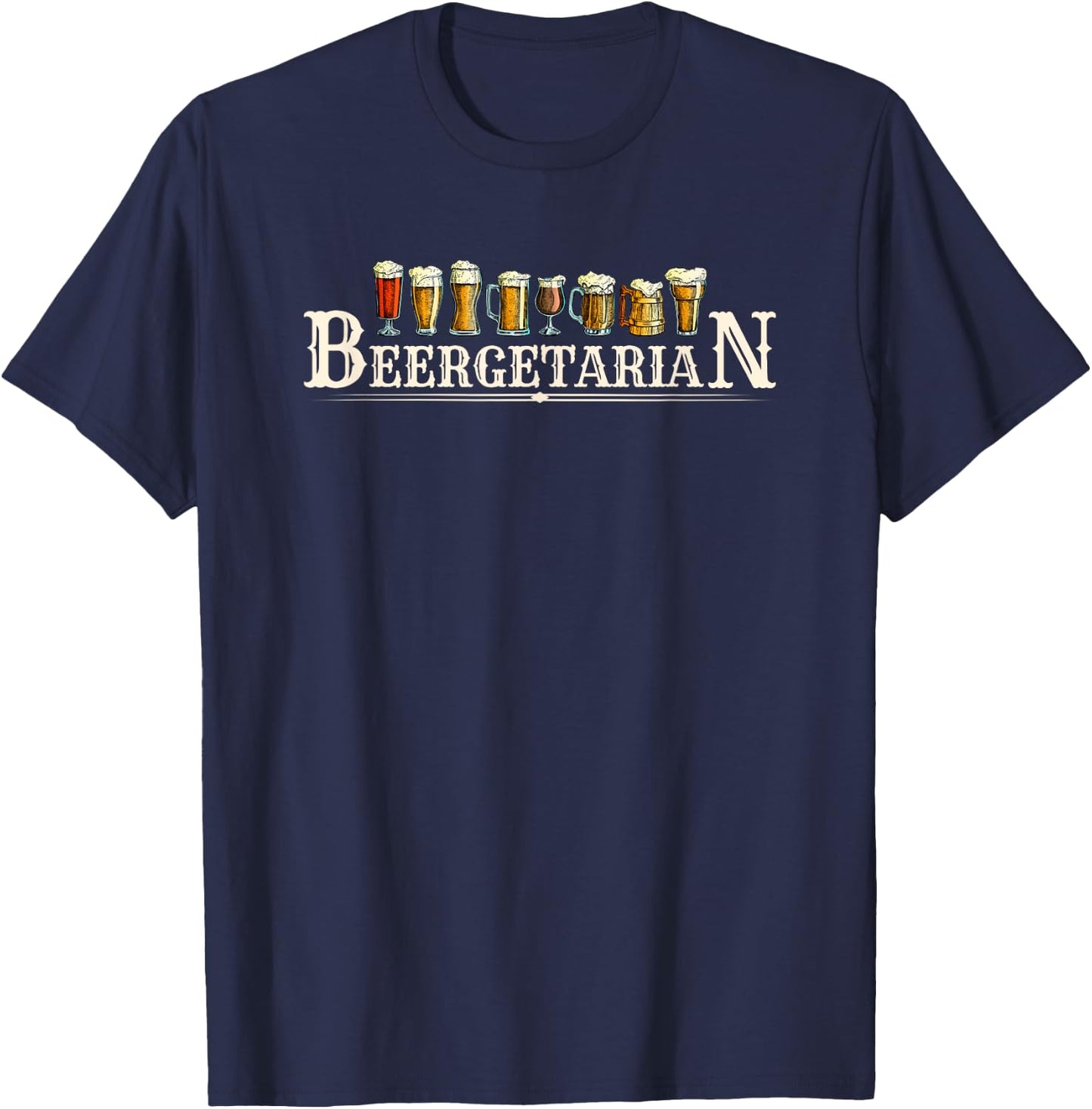 Beergetarian Funny Brewer Craft Beer Lovers Drinking T-Shirt - T-Shirt | Navy