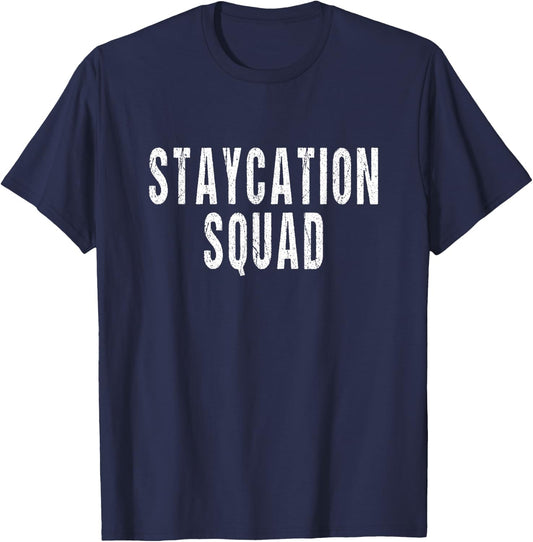 Staycation Vacation - Retro Staycation Squad T-Shirt - T-Shirt | Navy