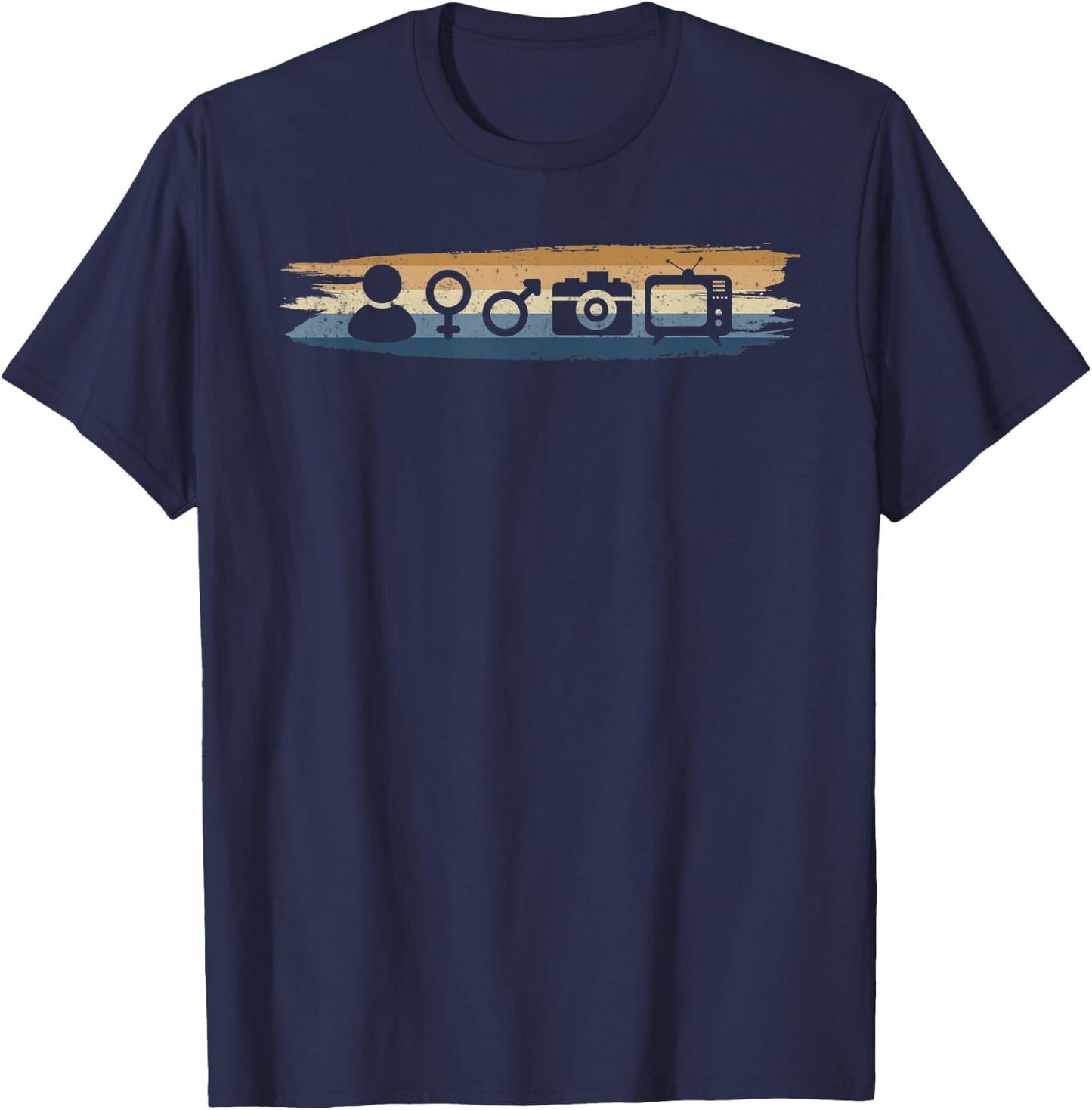 Person Woman Man Camera TV Retro Funny Gift T-Shirt - T-Shirt | Navy