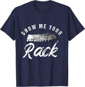 Show Me Your Rack | Funny Smoked BBQ Ribs Lover T-Shirt - T-Shirt | Navy