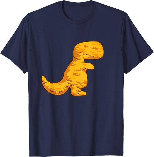 Dino T-Rex Chicken Nugget Pattern Funny Dino Tyrannosaurus T-Shirt - T-Shirt | Navy