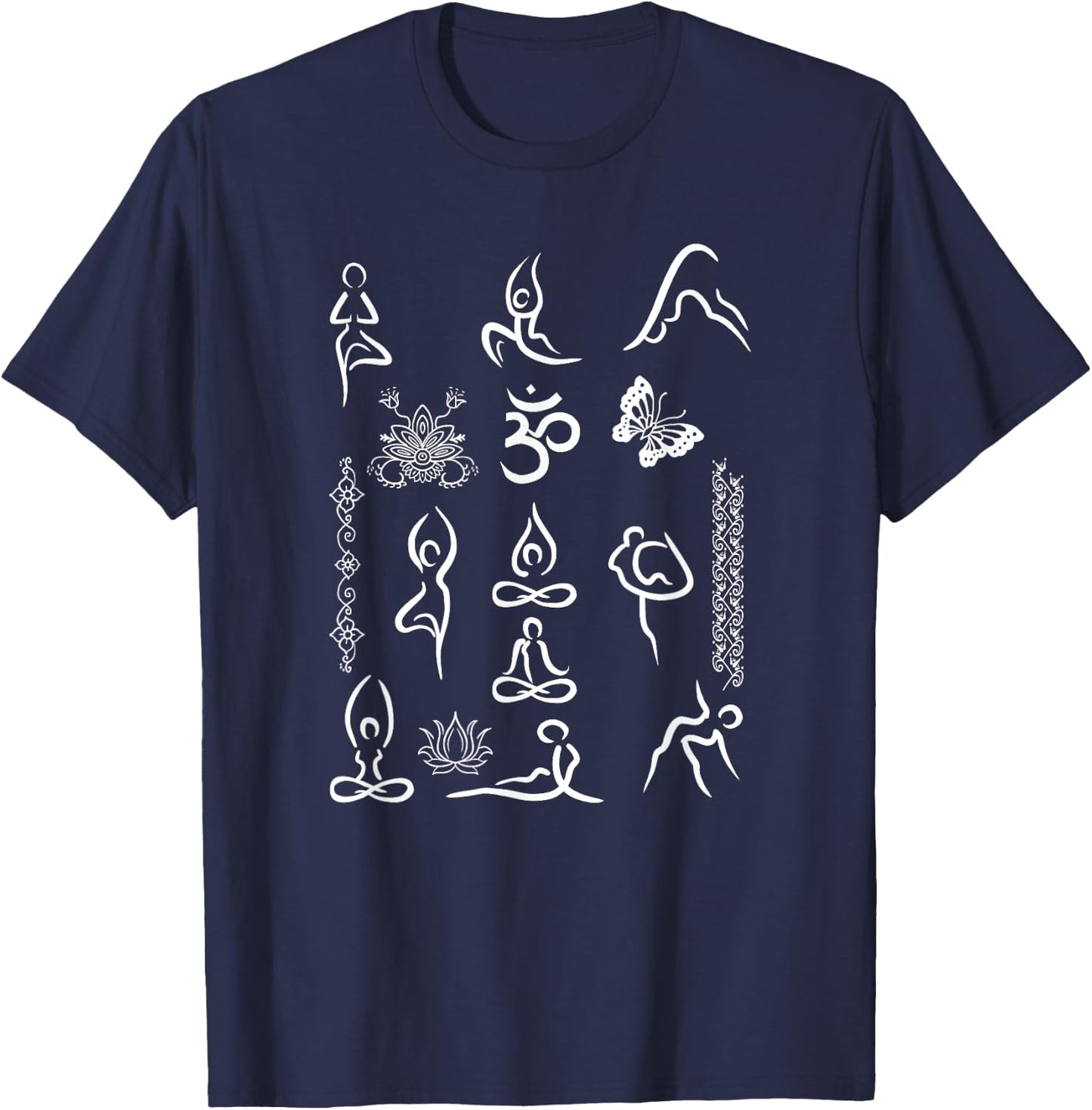 Yoga Lotus Position Asana Om Namaste Yogi Meditation Gift T-Shirt - T-Shirt | Navy