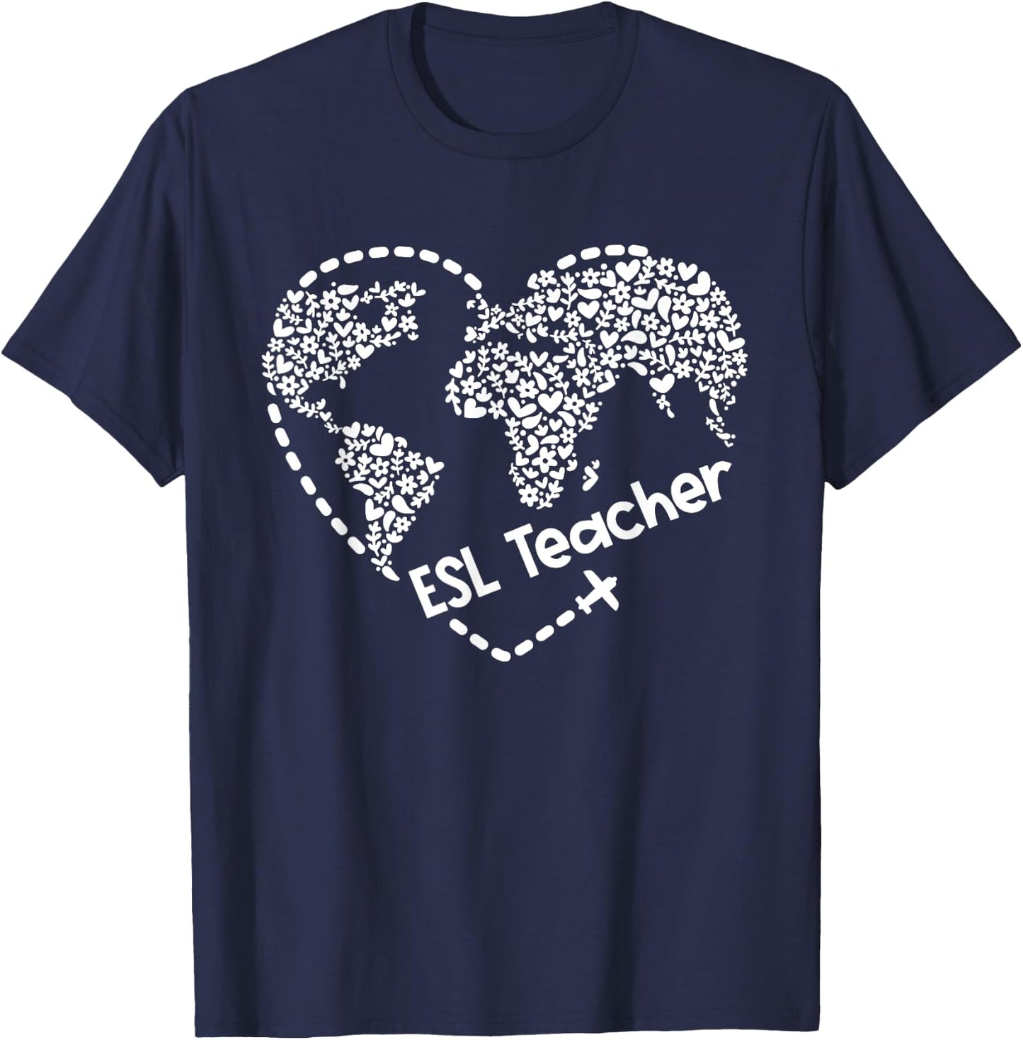 ESL Teacher ESOL Student Cute Heart Shape English Teacher T-Shirt - T-Shirt | Navy